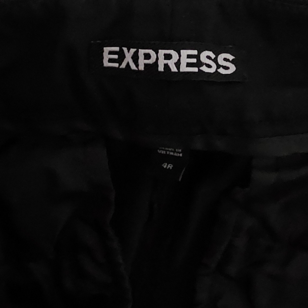 Express Black Straight Leg , Mid Rise Trousers - Size 4 Reg - Picture 3 of 3